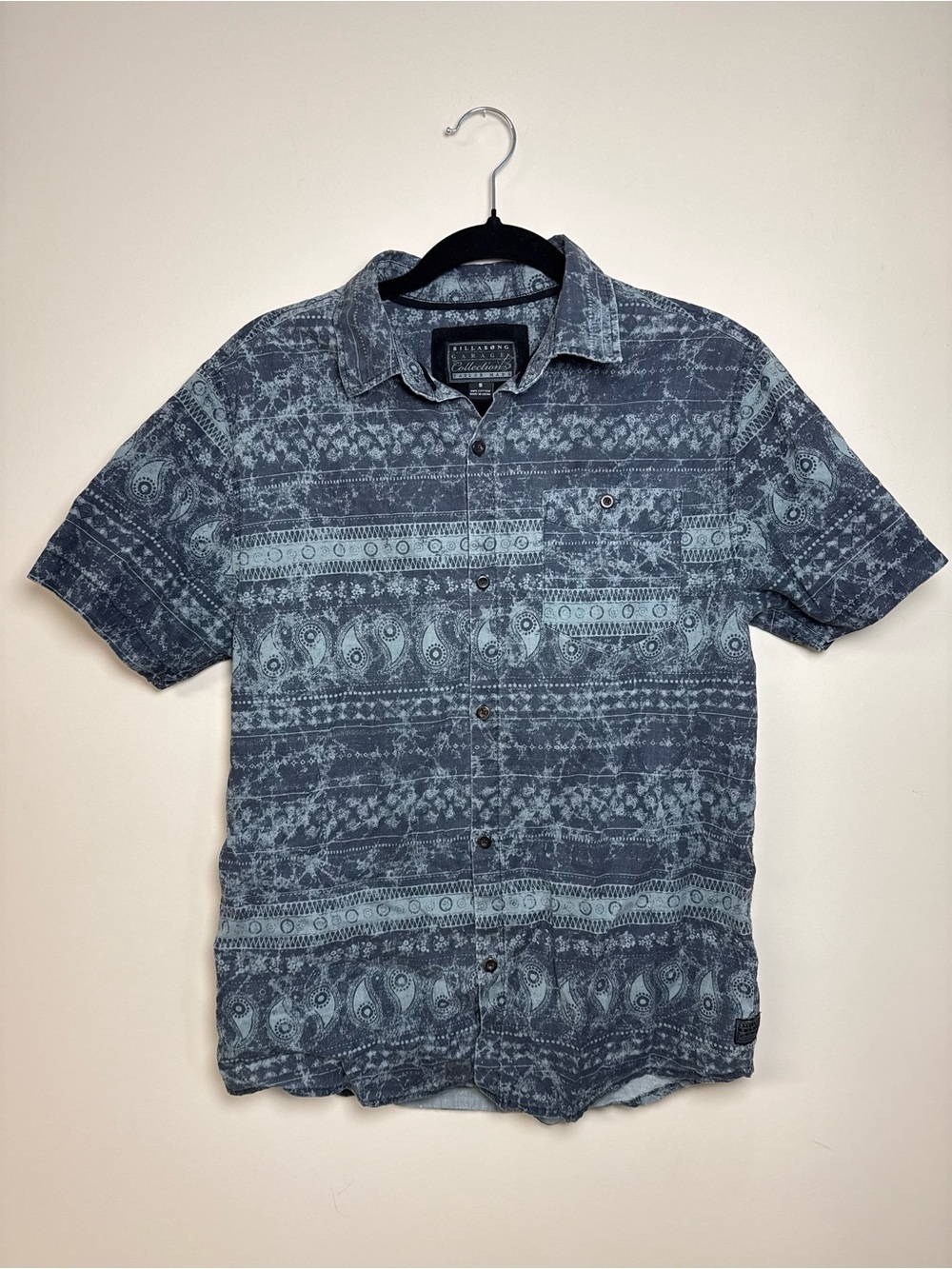 Billabong Garage Collection Button Up Shirt Size Small | Men’s Blue Short Sleeve